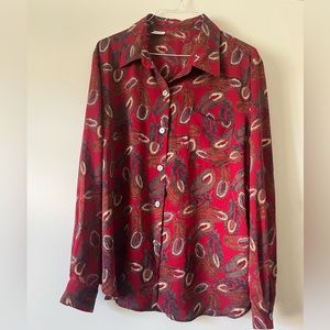 Vintage button down feather blouse